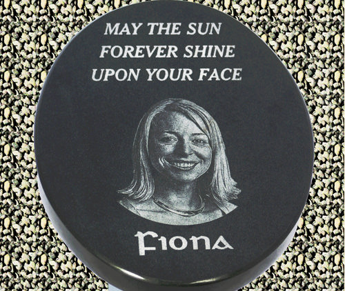 granite memorial plaque oval on stand